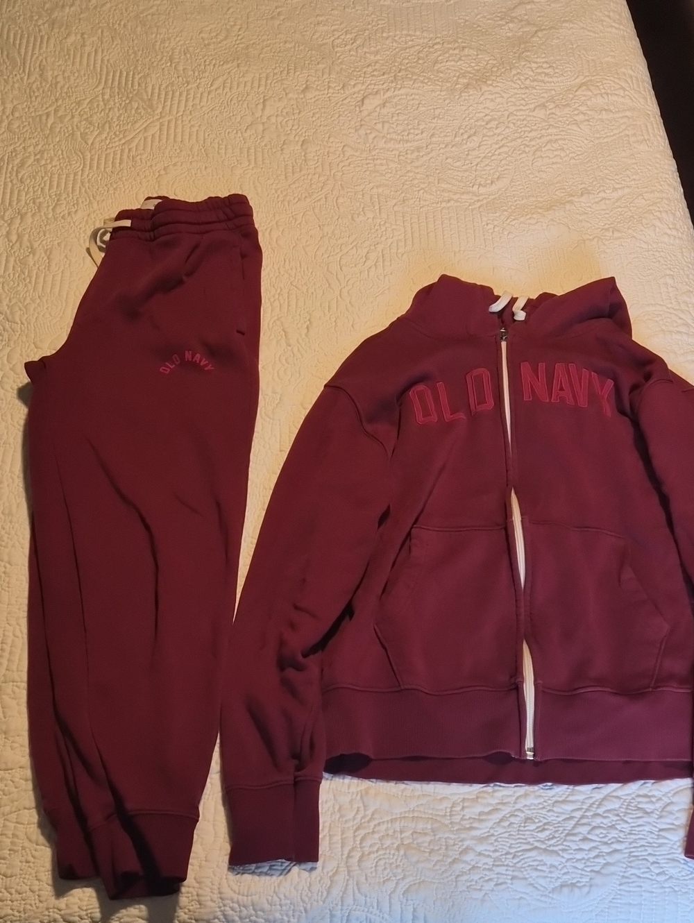 Old Navy Maroon Zip Hoodie & Joggers Set